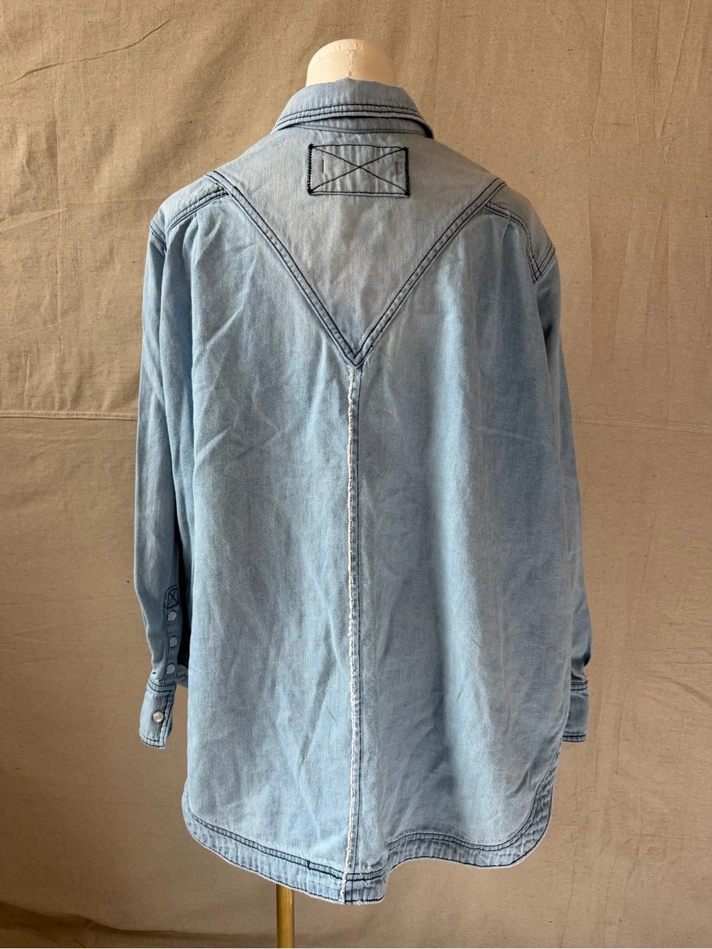 Free People Light Blue Denim Shirt Jacket - Picture 3 of 5